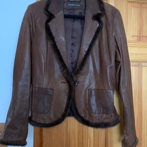 Brown leather Andrew Marc blazer